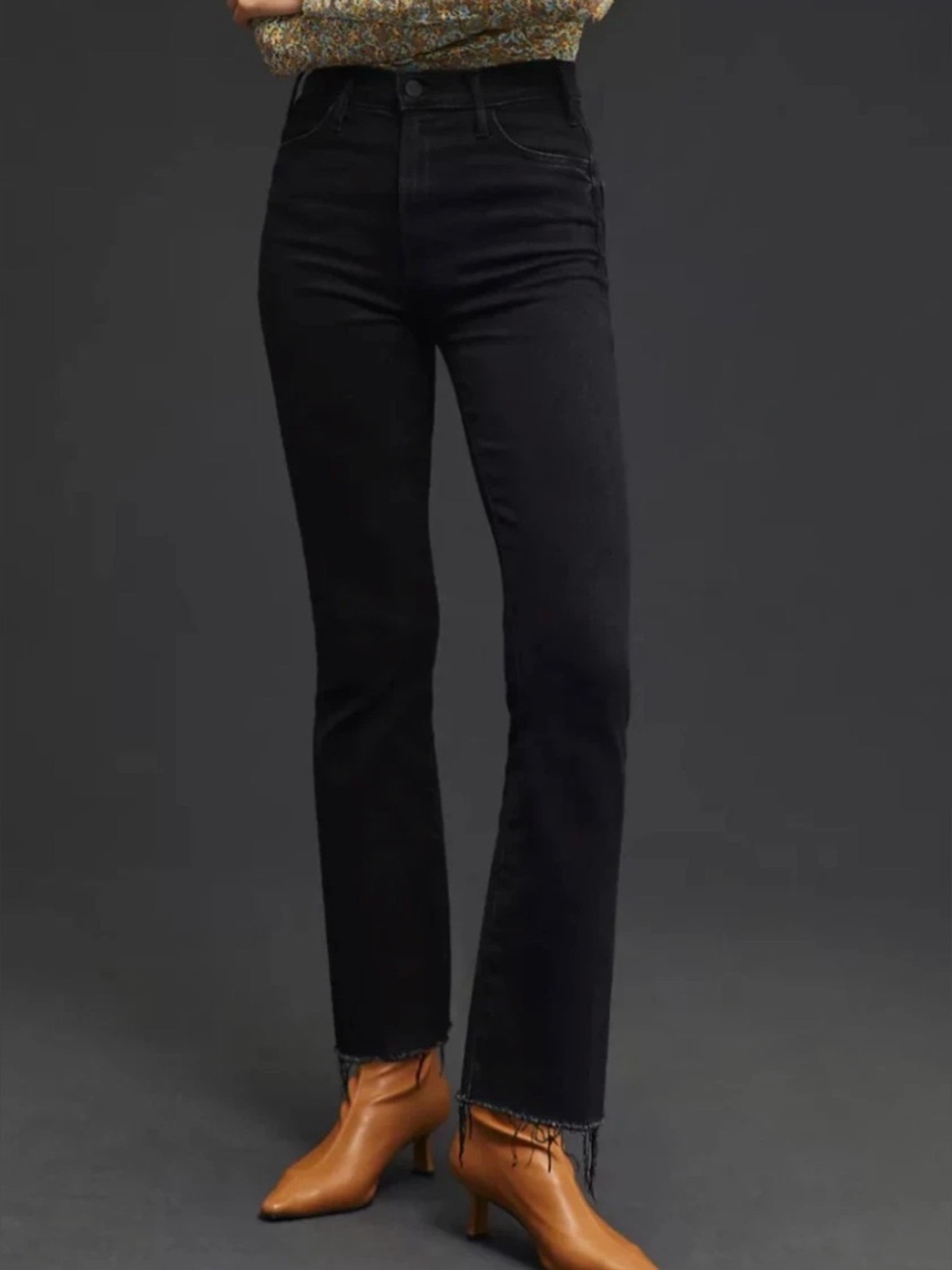 Mother Size 27 โข The Hustler Ankle Fray Jeans Encounters At Night Black Cropped.